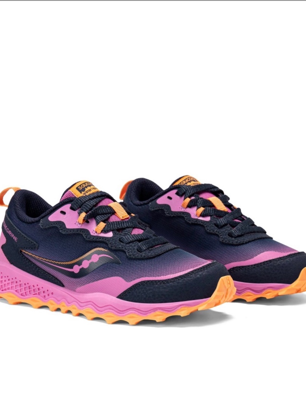 Saucony Peregrine Kids Navy Pink Orange Trail Sneakers
